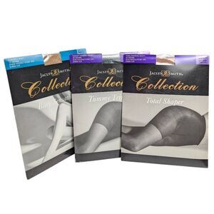 Jaclyn Smith Vintage NOS 3 Pairs Pantyhose Size C L/XL Nude Beige Black